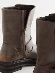 Chocolate Brown Standard/Wide Fit Forever Comfort® Buckle Biker Ankle Boots - Image 8 of 12