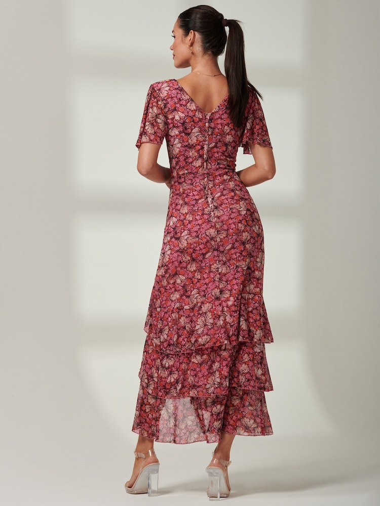 Rot - Jolie Moi Daleysa Maxikleid aus Netzstoff mit Rüschensaum - Bild 2 von 6 Rot - Jolie Moi Daleysa Maxikleid aus Netzstoff mit Rüschensaum - Bild 2 von 6