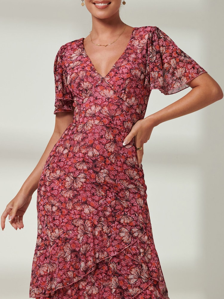 Rot - Jolie Moi Daleysa Maxikleid aus Netzstoff mit Rüschensaum - Bild 6 von 6 Rot - Jolie Moi Daleysa Maxikleid aus Netzstoff mit Rüschensaum - Bild 6 von 6