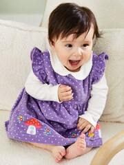 JoJo Maman Bébé Lilac Purple Fairy Cord Embroidered Baby Dress & Body Set - Image 1 of 9