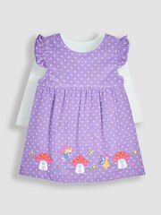 JoJo Maman Bébé Lilac Purple Fairy Cord Embroidered Baby Dress & Body Set - Image 3 of 9