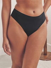 Black High Waisted Thong No VPL Comfort Knickers 3 Pack - Image 2 of 9