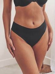 Black High Waisted Thong No VPL Comfort Knickers 3 Pack - Image 4 of 9