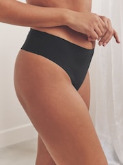 Black High Waisted Thong No VPL Comfort Knickers 3 Pack - Image 5 of 9