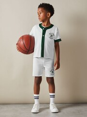 Reiss Dark Green/Optic White Cooper 13-14 yrs Airtex Reversible Baseball Shirt - Image 2 of 6
