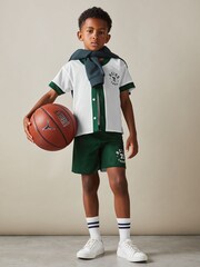 Reiss Dark Green/Optic White Cooper 13-14 yrs Airtex Reversible Baseball Shirt - Image 5 of 6