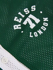 Reiss Dark Green/Optic White Cooper 13-14 yrs Airtex Reversible Baseball Shirt - Image 6 of 6