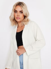 Yours Curve White Textured Blazer - Image 4 of 5