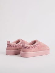Lipsy Pink Animal mule clog Faux suede Fur Lined Flatform Slippers - Image 3 of 4