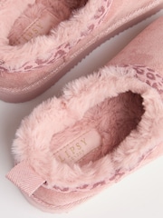 Lipsy Pink Animal mule clog Faux suede Fur Lined Flatform Slippers - Image 4 of 4