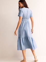Boden Blue Eve Midi 100% Linen Dress - Image 4 of 5