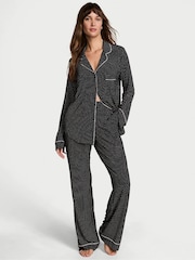 Victoria's Secret Black Pin Dot Modal Long Pyjama Set - Image 1 of 4