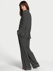 Victoria's Secret Black Pin Dot Modal Long Pyjama Set - Image 2 of 4