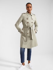 Hobbs Cream/Grey Petite Saskia Trench Coat - Image 1 of 4