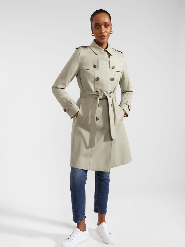 Hobbs Cream/Grey Petite Saskia Trench Coat - Image 1 of 4