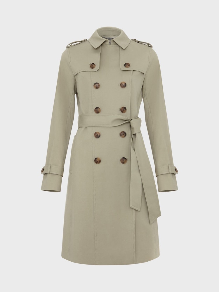 Hobbs Cream/Grey Petite Saskia Trench Coat - Image 4 of 4