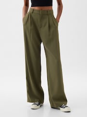 Gap Green 365 High Waisted Pleated Trousers - Image 1 of 5