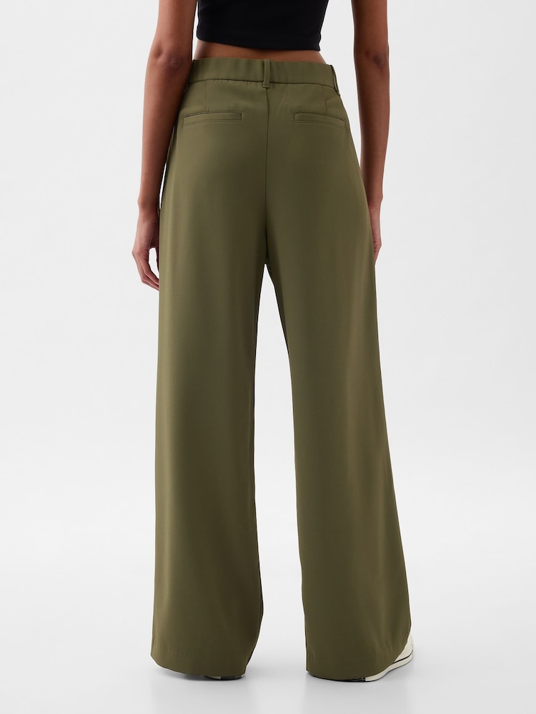 Gap Green 365 High Waisted Pleated Trousers - Image 2 of 5