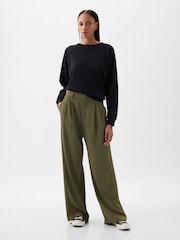 Gap Green 365 High Waisted Pleated Trousers - Image 3 of 5