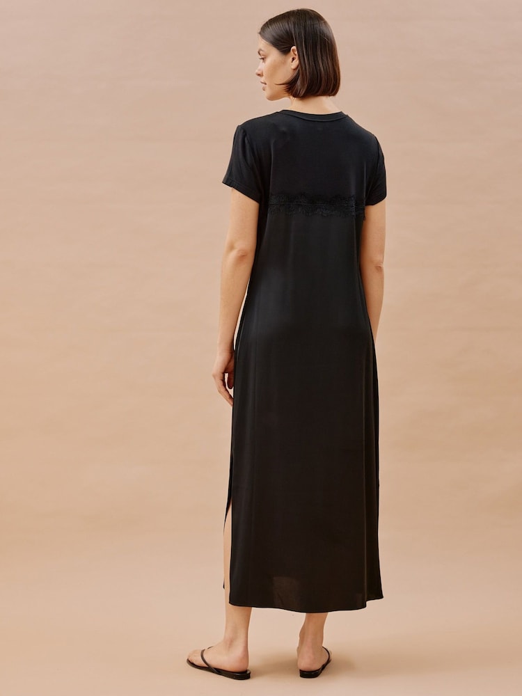 Albaray Satin and Lace Jersey Black Dress - Image 2 of 4