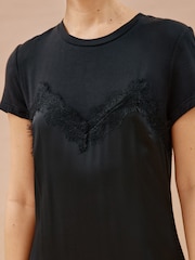 Albaray Satin and Lace Jersey Black Dress - Image 3 of 4