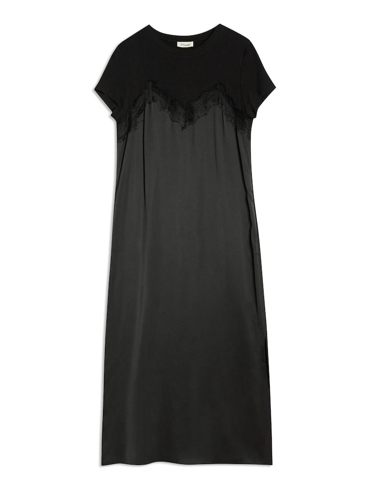 Albaray Satin and Lace Jersey Black Dress - Image 4 of 4