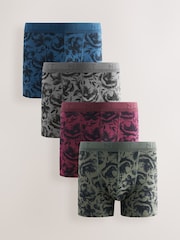 Green/Red/Blue Floral 4 pack Rich Trunks Boxers - Image 1 of 8