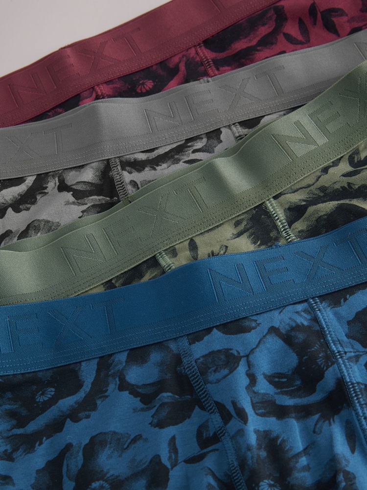 Green/Red/Blue Floral 4 pack Trunks Boxers - Image 7 of 8