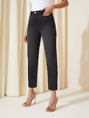 Friends Like These Washed Black Petite Authentic Denim Straight Leg Jeans - Image 1 of 4