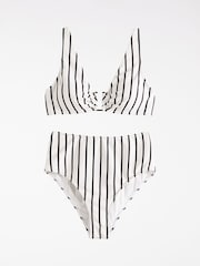 Friends Like These Black/White Stripe Bikini Top and Bottom Set - Image 5 of 6