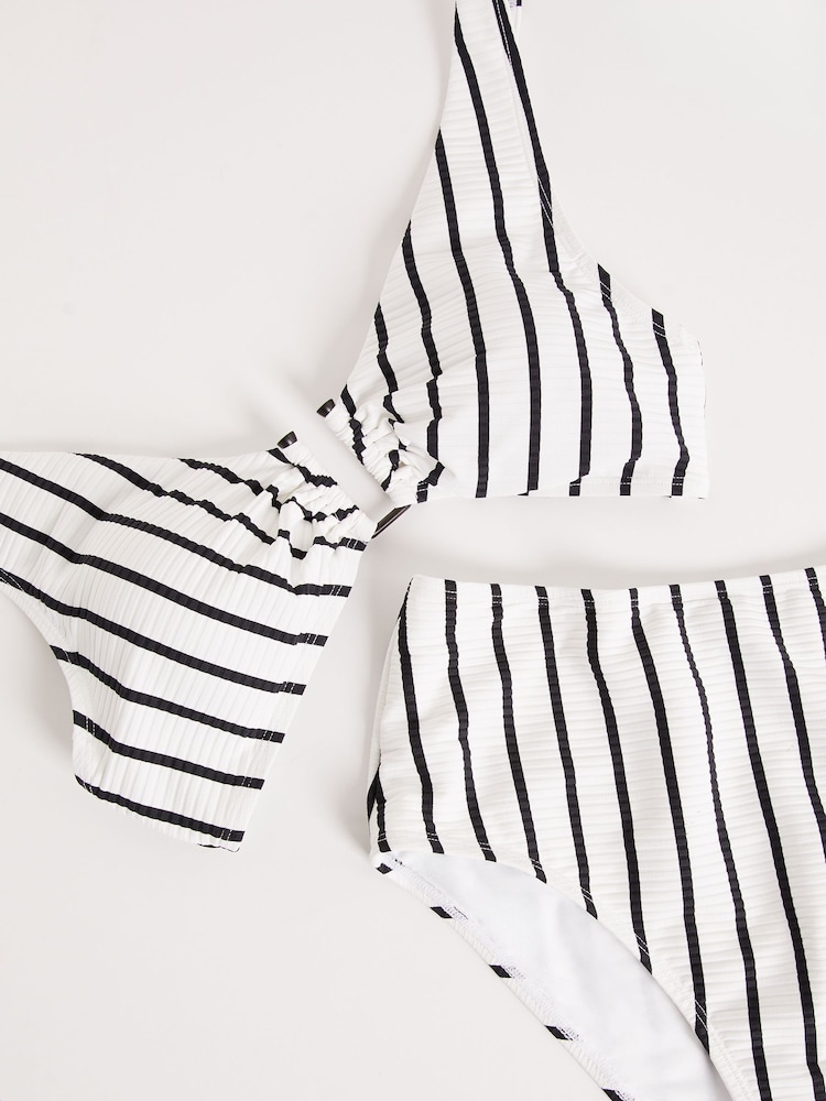 Friends Like These Black/White Stripe Bikini Top and Bottom Set - Image 6 of 6