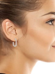 AllSaints Silver Tone Stone Oval Hoop Earrings - Image 4 of 5