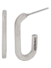 AllSaints Silver Tone Stone Oval Hoop Earrings - Image 5 of 5