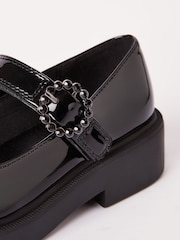 Lipsy Black Faux Leather Chunky Gem Buckle Mary Jane School Shoe - Image 3 of 4