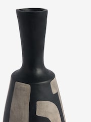 French Connection Black Hand Painted Papier Mache Vase - Image 2 of 3