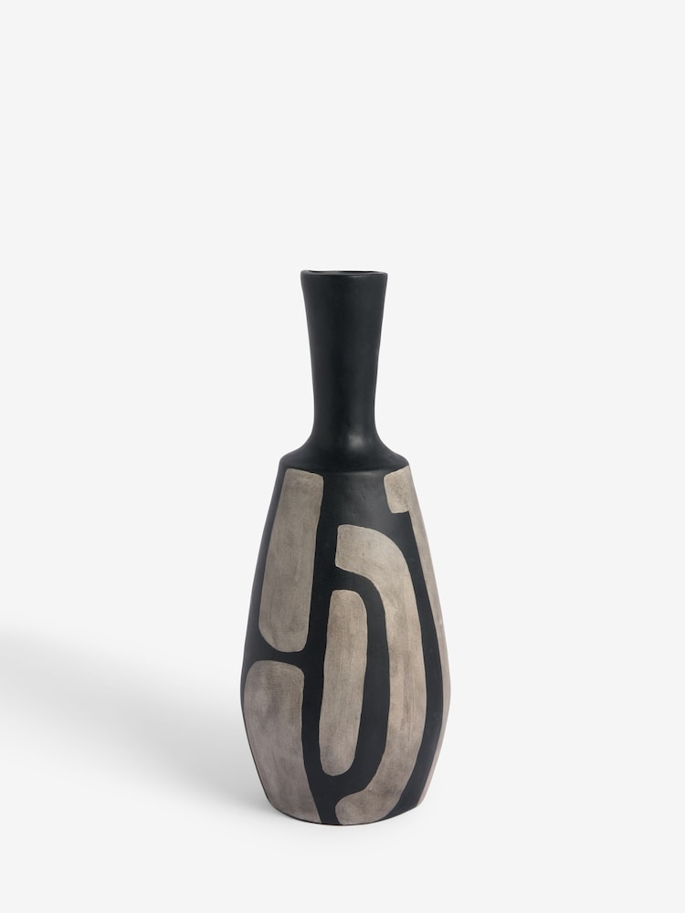 French Connection Black Hand Painted Papier Mache Vase - Image 3 of 3