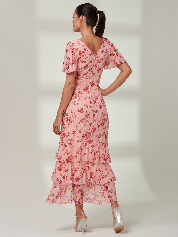 Pink - Jolie Moi Daleysa Maxikleid aus Netzstoff mit Rüschensaum - Bild 2 von 6 Pink - Jolie Moi Daleysa Maxikleid aus Netzstoff mit Rüschensaum - Bild 2 von 6