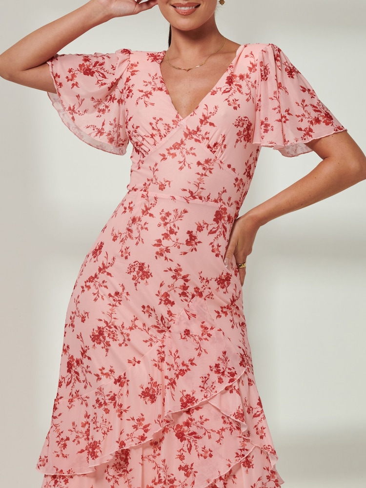 Pink - Jolie Moi Daleysa Maxikleid aus Netzstoff mit Rüschensaum - Bild 6 von 6 Pink - Jolie Moi Daleysa Maxikleid aus Netzstoff mit Rüschensaum - Bild 6 von 6