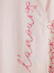River Island Pink Girls 100% Cotton Bow T-Shirts 2 Pack - Image 3 of 4