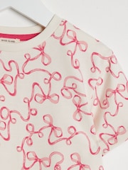 River Island Pink Girls 100% Cotton Bow T-Shirts 2 Pack - Image 4 of 4