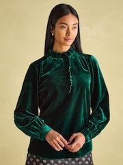 Joules Melanie Green Velvet Blouse - Image 1 of 6