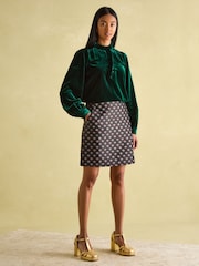 Joules Melanie Green Velvet Blouse - Image 3 of 6