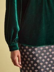 Joules Melanie Green Velvet Blouse - Image 5 of 6