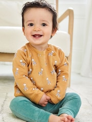 JoJo Maman Bébé Mustard Baby Giraffe Sweatshirt And Cosy Trousers Set - Image 7 of 9