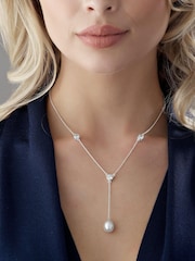 Beaverbrooks Sterling Silver Cubic Zirconia Freshwater Cultured Pearl Drop - Image 3 of 3