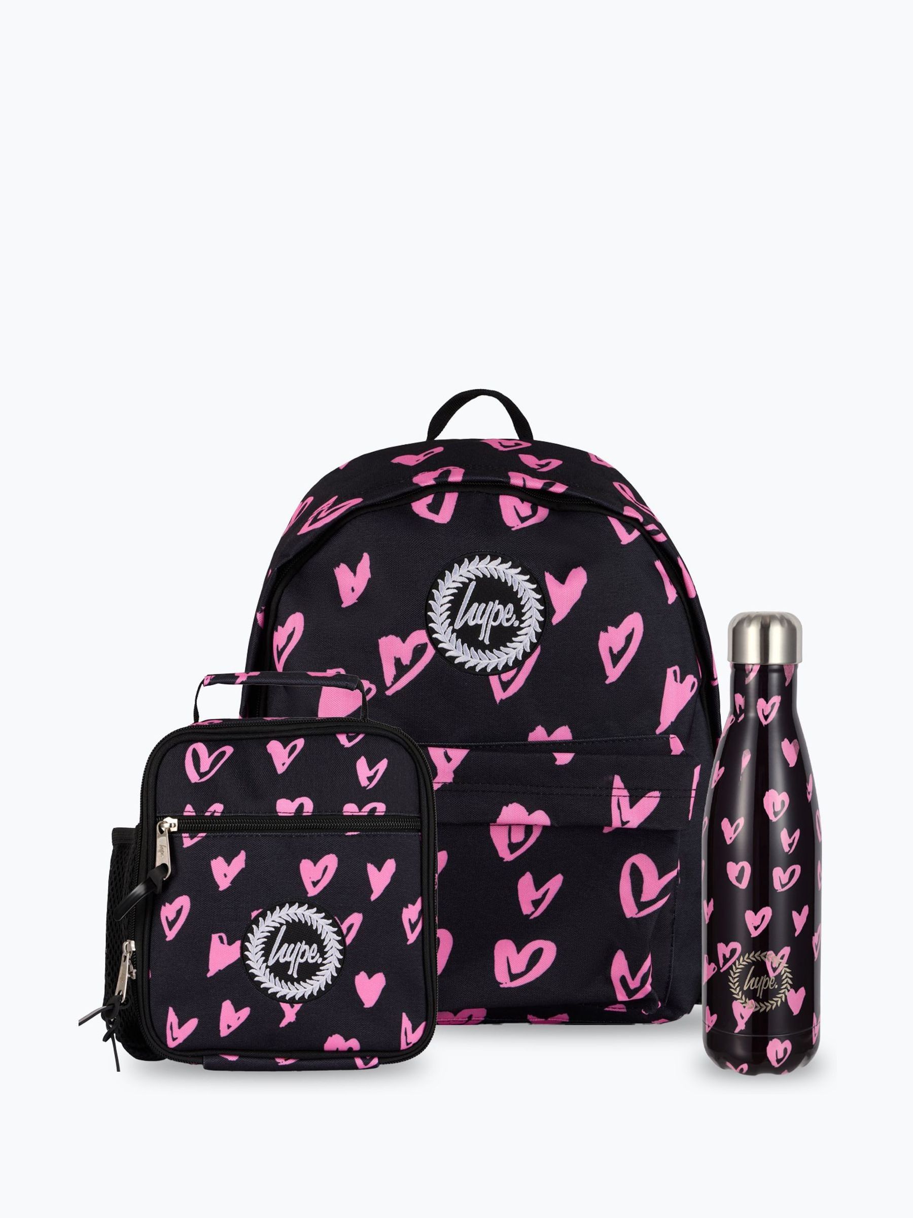 Buy Hype Black Scribble Hearts Backpack, Lunchbag & Bottle Bundle