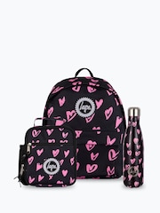Hype Black Scribble Hearts Backpack, Lunchbag & Bottle Bundle Set - Image 1 of 10