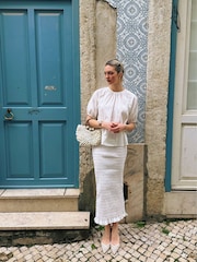 Amy Lynn White Chelsea Cotton Ivory Maxi Skirt - Image 1 of 3