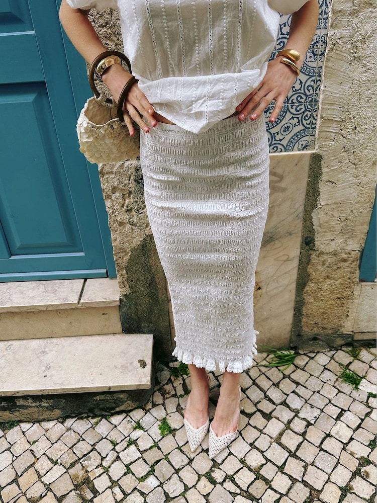 Amy Lynn White Chelsea Cotton Ivory Maxi Skirt - Image 2 of 3