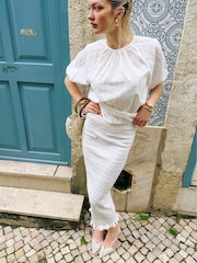 Amy Lynn White Chelsea Cotton Ivory Maxi Skirt - Image 3 of 3